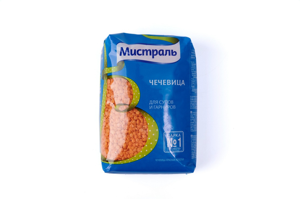 Чечевица красная колотая Мистраль 450 г.