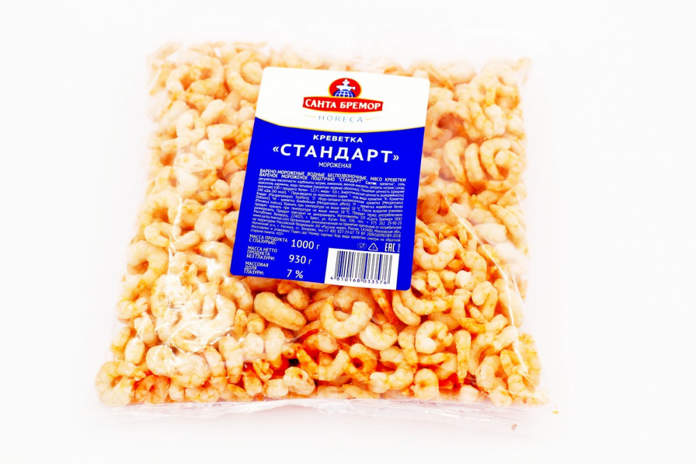 Креветки очищенные в/м (СТАНДАРТ) 7% 1кг 1/6шт
