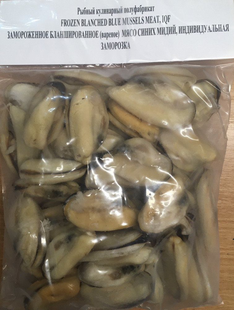 Мидии синие, мясо,бланшированные,44/88 Китай 0,5 кг