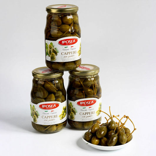 Фото Каперсы IPOSEA Лакримелла с ножкой в уксусе 530 г.