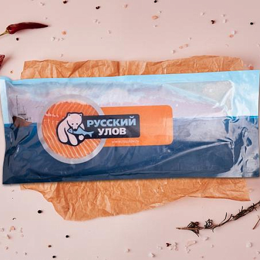 Фото Лосось Дикий слабосоленый, филе на коже Трим Д,  весовое, ТМ Русский Улов 