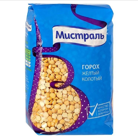 Фото Крупа Горох желтый колотый ТМ "Мистраль" 0.900 кг *12