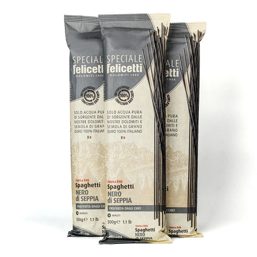 Фото Макароны Felicetti Spaghetti № 46 с чернилами каракатицы 500 г.