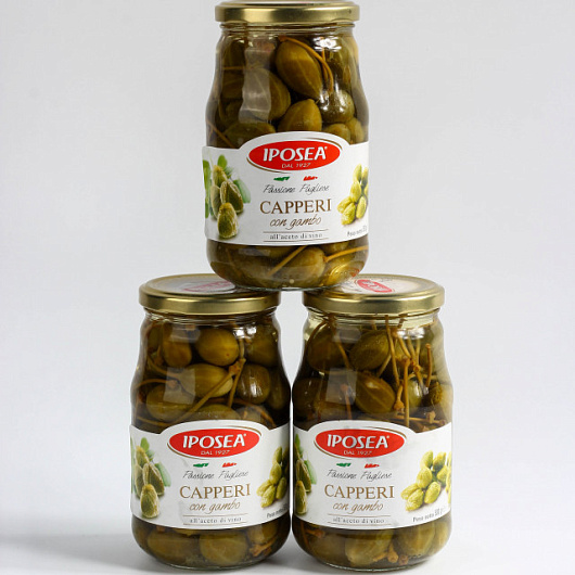 Фото Каперсы IPOSEA Лакримелла с ножкой в уксусе 530 г.