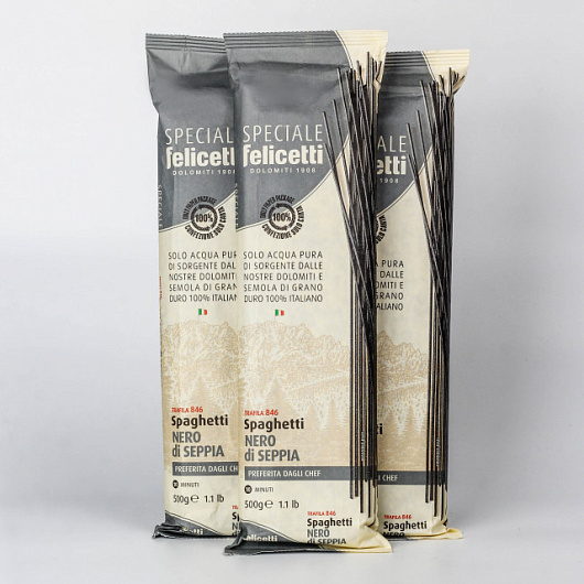 Фото Макароны Felicetti Spaghetti № 46 с чернилами каракатицы 500 г.